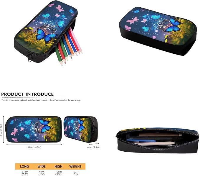 Butterfly Backpack for Girls Kids Backpack with Lunch Box Water Bottle Holder with Strap and Aesthetic Pencil Case 4PCS Set Cute Bookbag with Front Pocket for School Teens 17 inch School Bag - Image 5