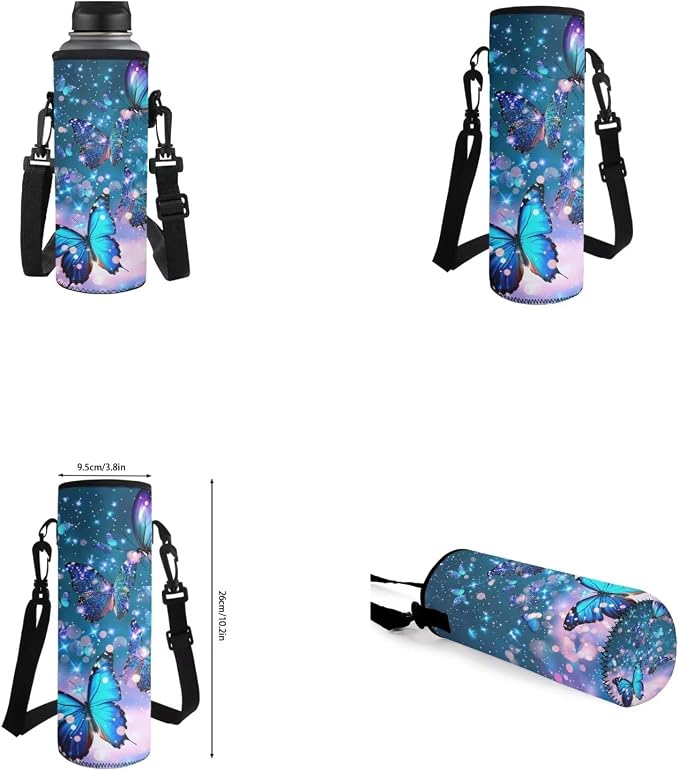Butterfly Backpack for Girls Kids Backpack with Lunch Box Water Bottle Carrier with Strap and Aesthetic Pencil Case 4PCS Set Bookbag with Front Pocket for School Teens 17 inch Large School Bag - Image 6