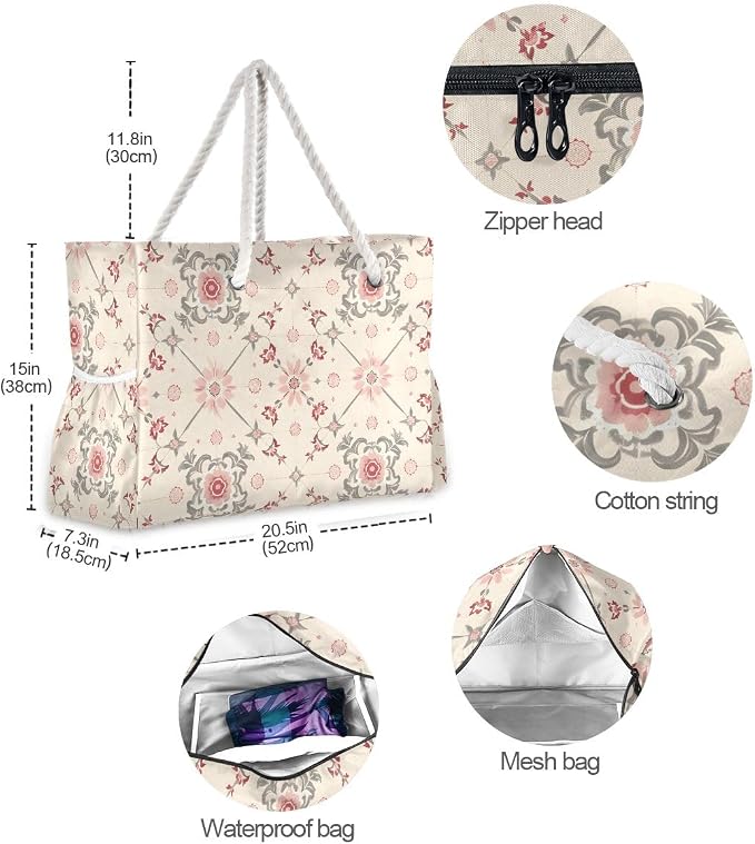 senya Large Beach Bags Totes Swim Canvas Tote Shoulder Bag Water Resistant Bags for Gym Travel Daily - Image 5