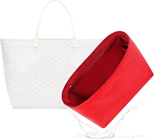 Lightweight Bag Insert for Saint Louis PM, Side Zipper, Ruby | Bottle Holder and Side Zip, Smooth Satin Interior, Easy-Care Outer Surface, Multiple Color Options, Structured Yet Flexible by 19NeatThin
