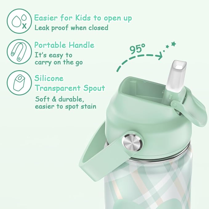 ACESAK Backpack for Girls with Insulated Water Bottle, Bookbag Backpack for Girls Kids, 14oz Kids Water Bottle Stainless Steel, Lunch Bag & Pencial Case, Back To School Gift (Green) - Image 6