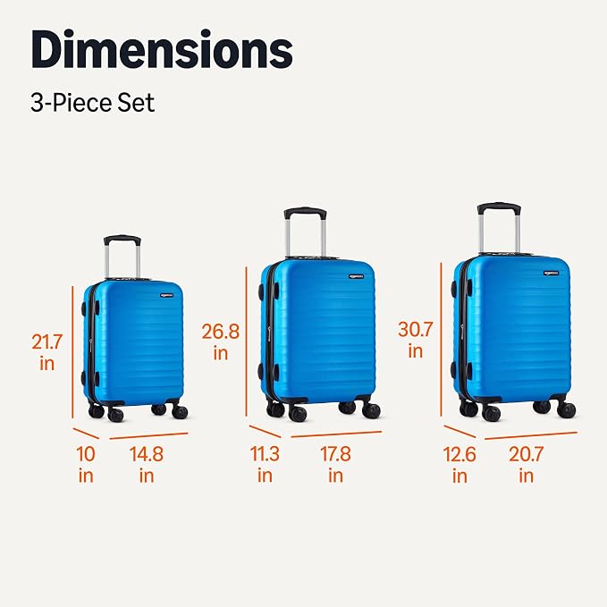Amazon Basics 3-Piece Hardside Expandable Travel Luggage Set (21", 26", 30"), Scratch-Resistant Suitcases with Multi-directional Wheels, Carry-on and Checked Bags, Light Blue - Image 6