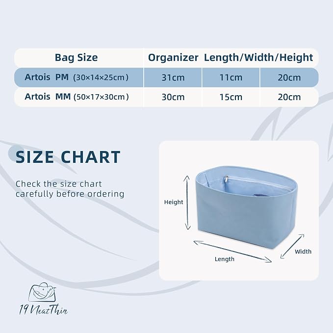Lightweight Bag Insert for Artois MM, Side Zipper, Azure | Bottle Holder and Side Zip, Smooth Satin Interior, Easy-Care Outer Surface, Multiple Color Options, Structured Yet Flexible - Image 3