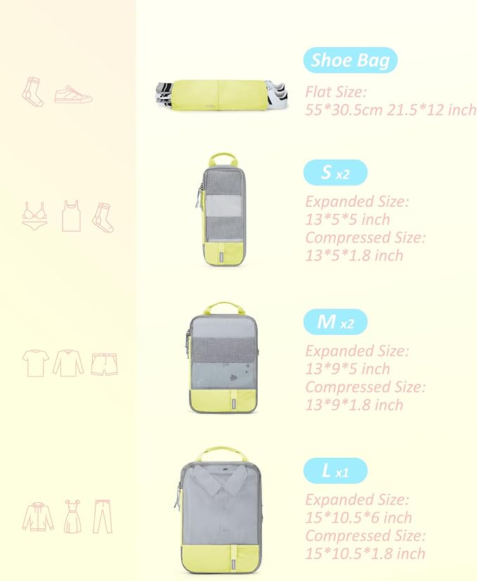 BAGSMART 6 Set /4 Set/2 Set Compression Packing Cubes for Travel, Lightweight Luggage Organizer Bags, Durable Space Saver Bags Travel Essentials - Image 2