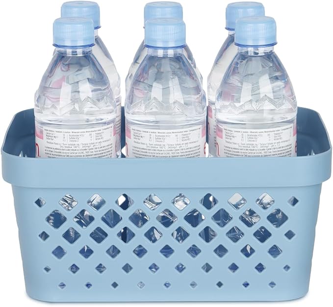 Glad Plastic Baskets for Organizing, Set of 6 | Pantry Storage for Under Counter, Linen Closet, and Bathroom | Nesting Shelf Bins with Handles, 1 Gallon, Marina Blue - Image 4