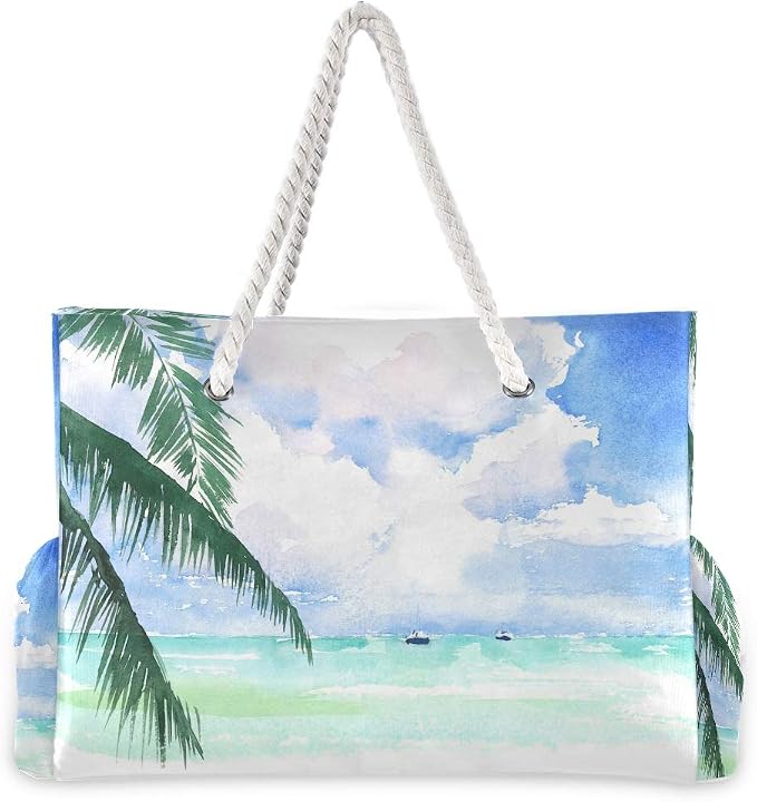 senya Large Beach Shoulder Bags Canvas Tote Water Resistant for Gym Travel Daily - Image 4