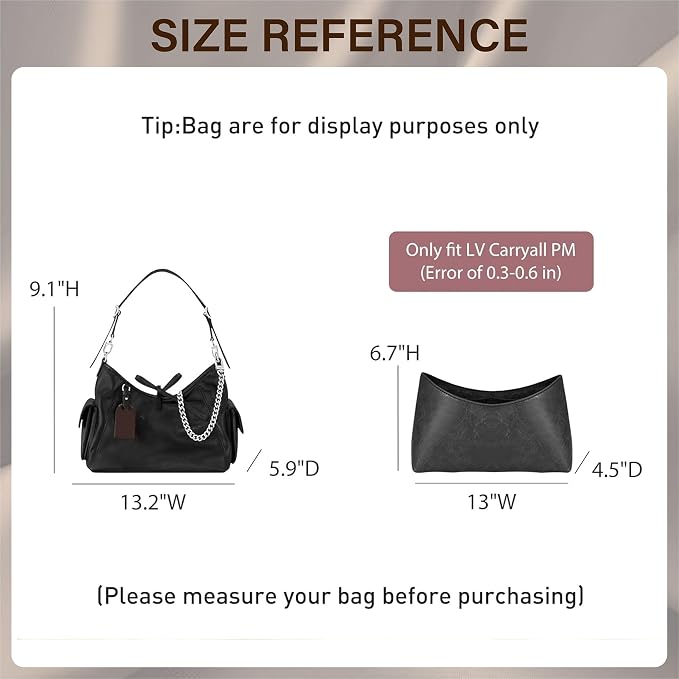 Doxo Purse Organizer Compatible with LV CarryAll Cargo Vibe PM, Upgraded Lightweight Bag Insert with 10 Compartments & Bottle Pocket, Custom Fit Inside Handbag Divider Shaper Accessories (Black,PM) - Image 2