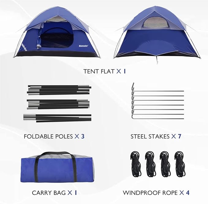 Camping Tent, Waterproof 2/3/4 Person Tents for Camping, Lightweight Easy Set Up Outdoor Hiking Tent Backpacking Tent with Carry Bag, Backpack Tent Suit for Family Beach Hiking Travel - Image 6