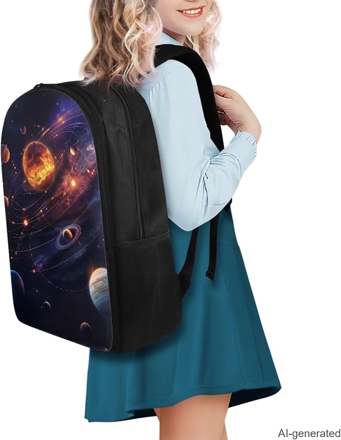 Space Galaxy Backpack for Boys Girls Backpack with Lunch Box Water Bottle Carrier with Strap and Soft Pencil Case 4PCS Set Bookbag with Compartments 17 inch Sturdy School Bag with for Kids - Image 2