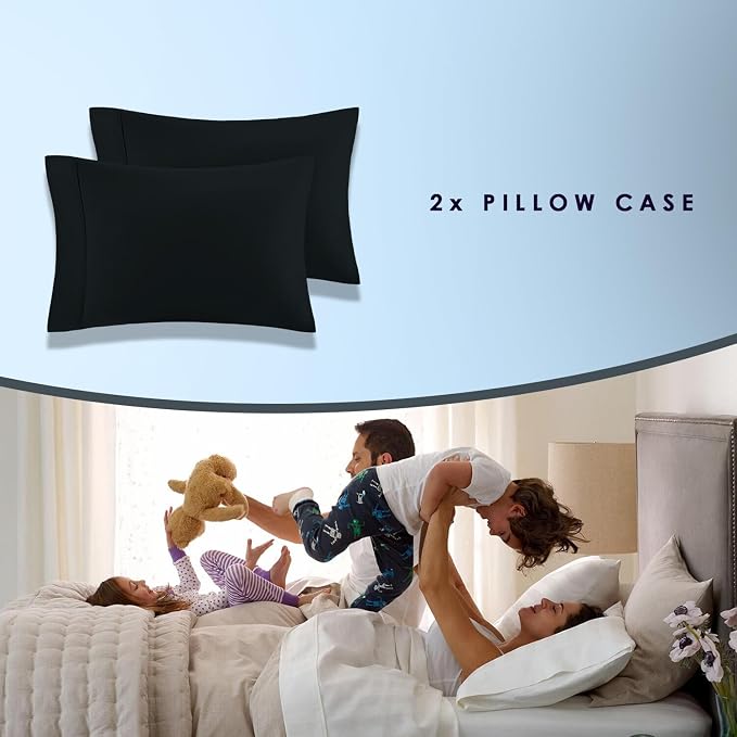 Pizuna Pure 100% Luxury Cotton King Size Pillow Case Black, 1000 Thread Count 100% Long Staple Cotton Sateen Pillowcase, Pillow Covers with Stylish 4" Hem (Combed Cotton King Pillowcase) - Image 4