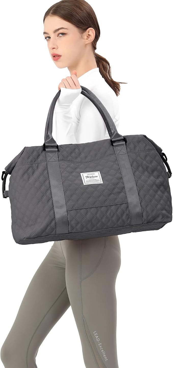 Weekender Bags for Women, Travel Duffel Overnight Carry on Bag with Toiletry Bag&Wet Pocket,Dark Grey - Image 8