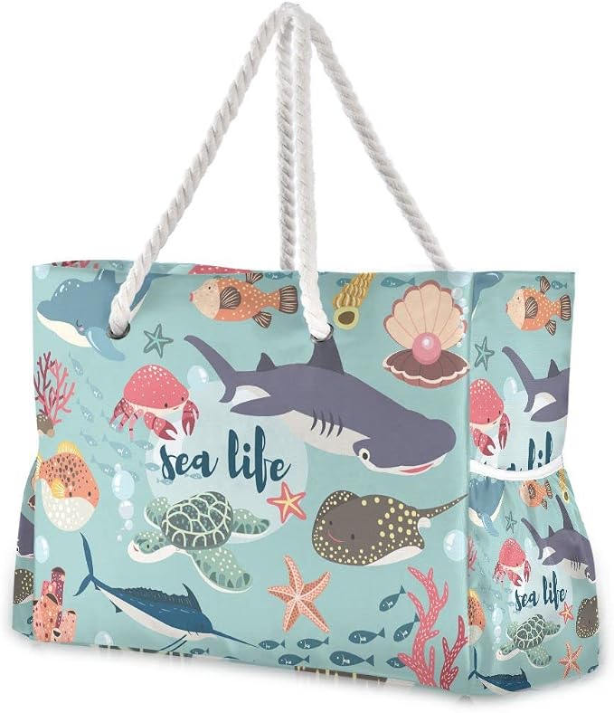 senya Large Beach Shoulder Bags Canvas Tote Water Resistant for Gym Travel Daily by senya