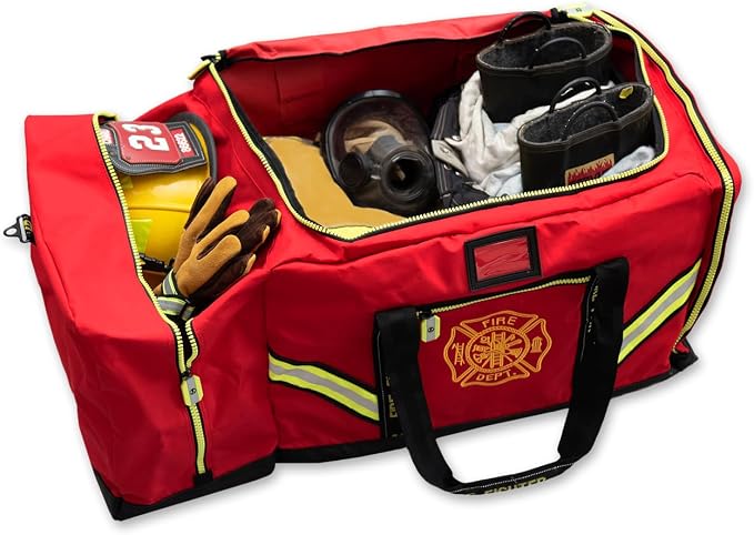 Lightning X Products Fireman Premium 3XL Firefighter Rescue Step-In Turnout Fire Gear Bag With Shoulder Strap & Helmet Pocket (Red) - Image 4
