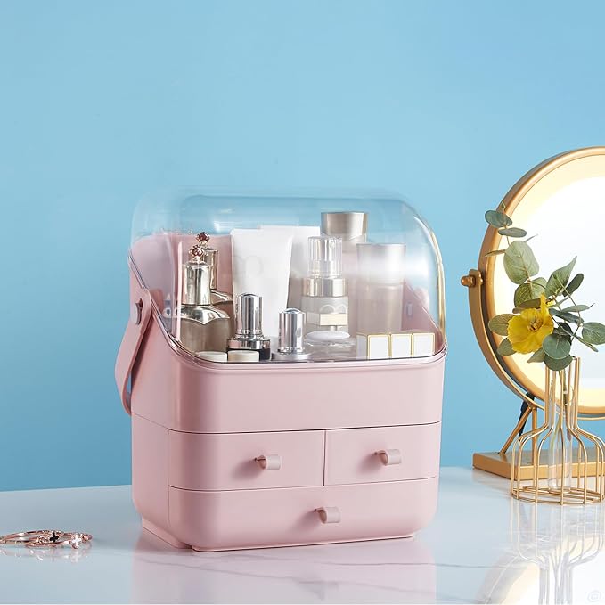 Large Makeup Organizer w Drawers Beauty Organizer Makeup Box Holder Vanity Organization Desk Countertop MakeUp Organizers Bathroom Counter Organizer Skincare Cosmetic Case Stand Dustproof Lid Gift - Image 3
