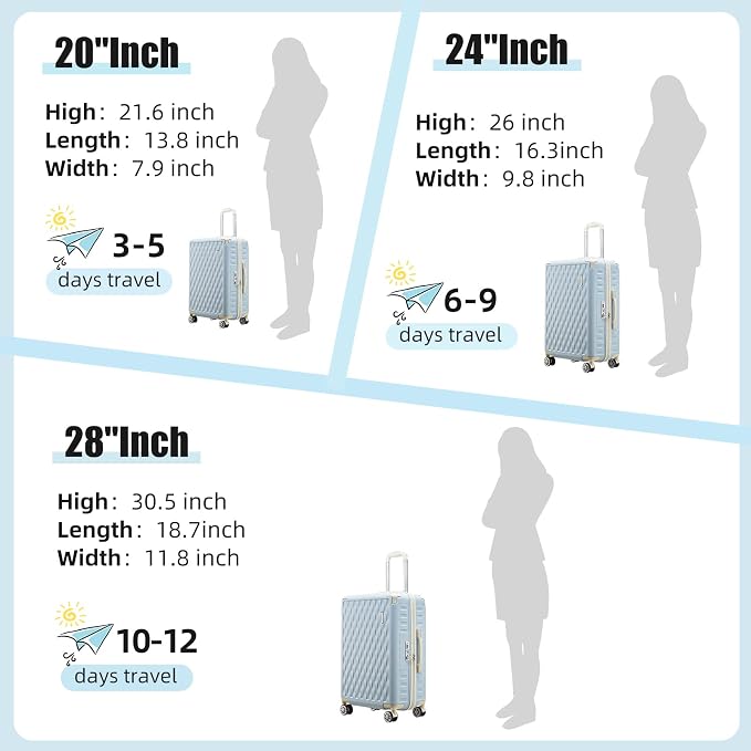 Melalenia Luggage 10 Piece Sets Clearance,Large Suitcase Set Spinner Wheels with TSA Locks,Hard Shell Luggage Sets for Women Travel Suitcase (Light Blue Beige) - Image 7