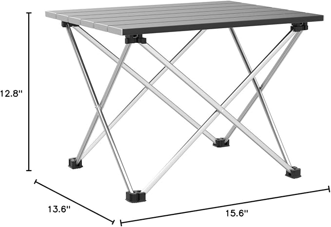 Grope Portable Camping Table with Aluminum Table Top, Folding Beach Table Easy to Carry, Prefect for Outdoor, Picnic, BBQ, Cooking, Festival, Beach, Home Use (Black-S) - Image 2
