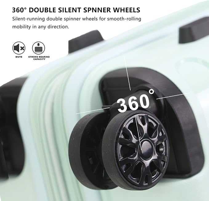 GinzaTravel PP material 3-piece expandable luggage sets with Spinner Wheels， Suitcase with TSA Lock，Large Luggage for Family Travel carry on 20/24/28，Azure water color - Image 3