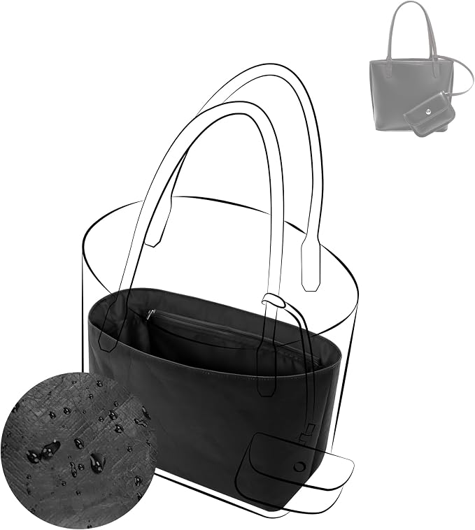 DGAZ Lightweight Purse Organizer Insert for GYARD-Anjou/Artois/SaintLouis Bags,silk and DupontPaper handbag inner for Luxury Bag(Black,AnjouMini) by DGAZ
