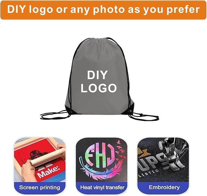 Drawstring Backpack Bulk 24Pcs Draw String Backpack Bags DIY Gym Sports Traveling Yoga Cinch Bag Sackpack Drawstring(grey) - Image 6