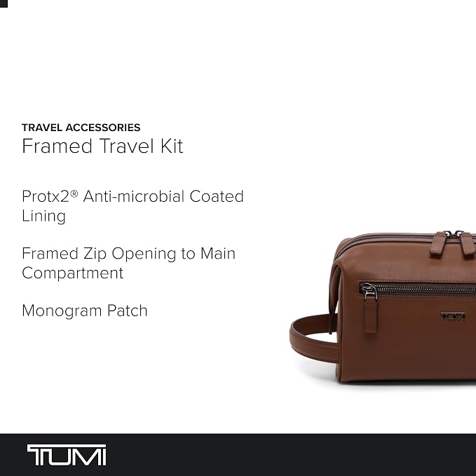 TUMI - Travel Accessories Dopp Kit - Men's Travel Essentials Framed Toiletry Bag - Cognac Leather - Image 2
