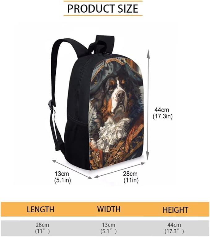 17 Inch Animal Print School Backpack And Lunch Box Set for Kids Funny Pirate Bernese Mountain Dog Backpack for Boys Girl Sturdy School Bag with Insulated Lunchbox Pencil Case Student Bookbag - Image 7