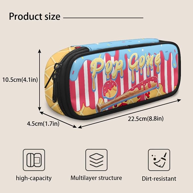 Pop Cone Ice Cream Drip Kids 4-in-1 School Set with Lunch Box, Pencil Case & Dinosaur Charm, 17 Inch Bookbag for Girls Ages 9-11 4th 5th Grade, Lightweight Sport Backpack - Image 7