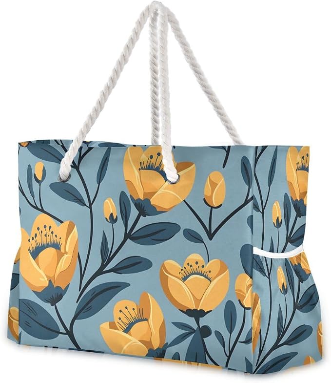 senya Large Beach Shoulder Bags Canvas Tote Water Resistant for Gym Travel Daily by senya