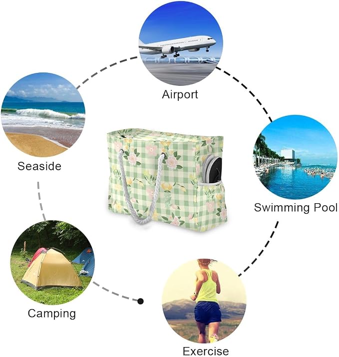 senya Large Beach Bags Totes Swim Canvas Tote Shoulder Bag Water Resistant Bags for Gym Travel Daily - Image 4