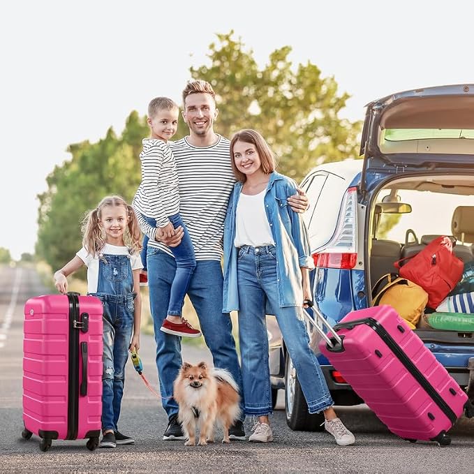 Suitour Luggage Sets 5 Piece, 20, 24, 28 inch Hardside Carry-on and Checked Suitcase Set with Expandable Travel Duffle Bag Sets（Rose Red） - Image 5