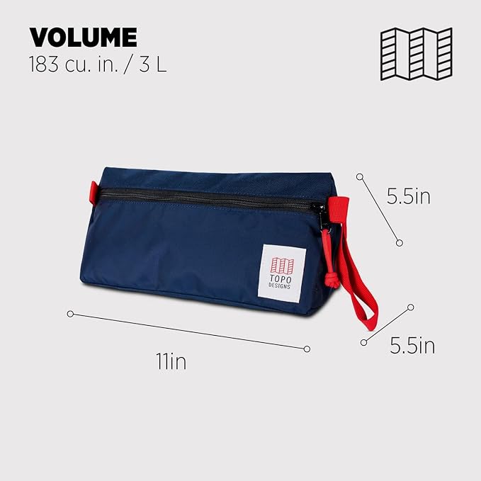 Topo Designs Dopp Kit - Travel Bag for Personal Care Essentials, Self Standing Triangular Shape, Fully Lined for Easy Cleaning, Recycled Nylon (Navy) - Image 2