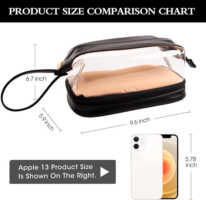 Abiudeng Large Capacity Makeup Bag Ladies Cosmetic Bag Travel Bag with Compartments Portable PU Leather Travel Makeup Bag with Handle - Image 2