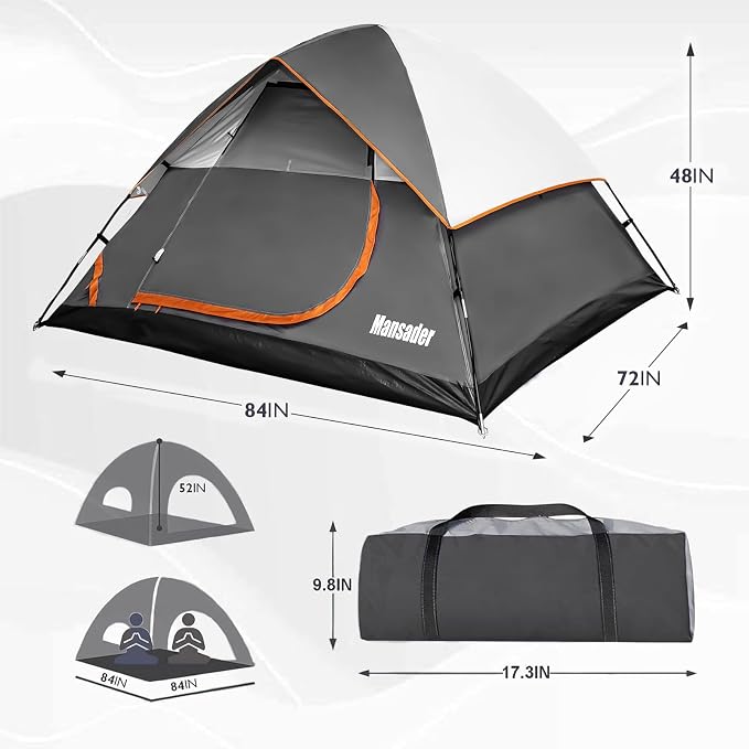Camping Tent, Waterproof 2/3/4 Person Tents for Camping, Lightweight Easy Set Up Outdoor Hiking Tent Backpacking Tent with Carry Bag, Backpack Tent Suit for Family Beach Hiking Travel - Image 6