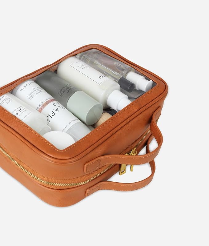 FAWN DESIGN The Toiletry Case, Hanging Travel Toiletry Bag for Women, 2 Compartments, Premium Matte Faux Leather Clear Toiletry Bag, Zippered Large Toiletry Bag, Easy to Clean, 9.5 x 3.5 x 6.5 inches - Image 6