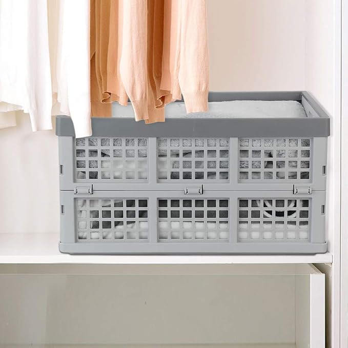 34 L Plastic Crates, Collapsible Storage Crates/Stackable Storage Container Basket, 2-Pack - Image 4