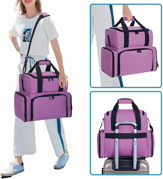 Large Makeup Bag with 2 Removable Case Cosmetic,Purple | Large Makeup Bag with 2 Removable Case Multifunctional Cosmetic Bag Double Layer Travel Toiletry Organizer - Image 5