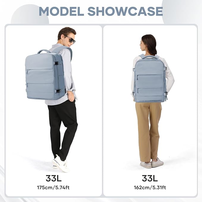 coowoz Large Travel Backpack Carry On for Women Man Waterproof Gym Backpack with Laptop Compartment Mochila de Viaje Teacher Personal Item Backpacks Rucksack Airplane Accessories Must Haves Gray Blue - Image 8
