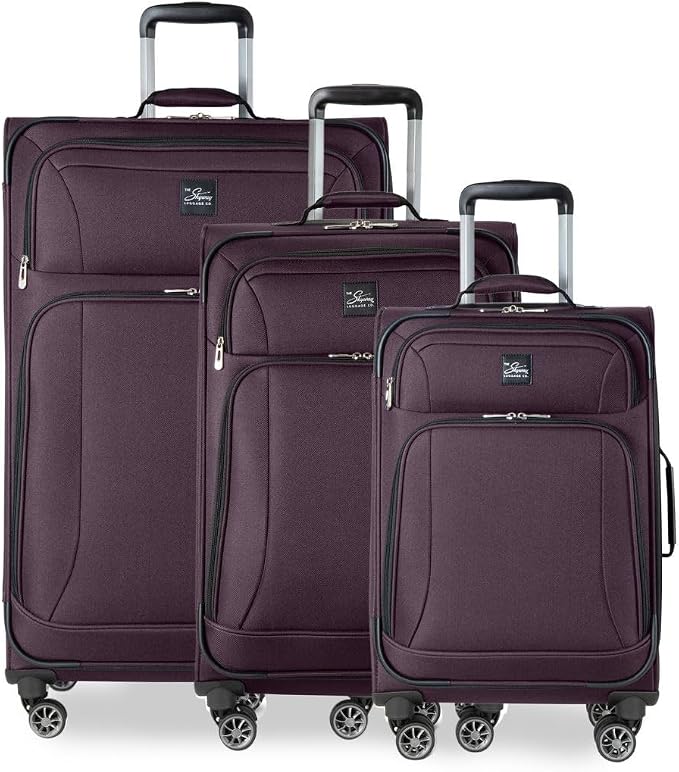 Skyway Epic Softside 3-Piece Luggage Set - Lightweight Suitcase with Wheels | TSA Approved Travel Bag | Spinner Suitcase | Luggage Set with Telescoping Handle, 20", 24" & 28", Plum by SkywayLuggage