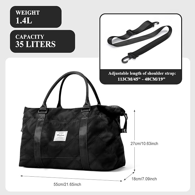 Travel Duffel Bag, Carry On Overnight Weekender Bags for Women | Travel Bag with Wet Pocket & Trolley Sleeve, For Spirit Airlines 18x14x8 Personal Item Bag - Image 3