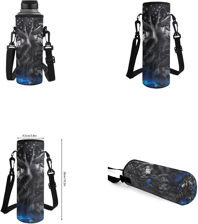 American Flag Wolf Backpack for Boys Kids Backpack with Lunch Box Water Bottle Holder and Soft Pencil Pouch 4PCS Set Cute Bookbag with Front Pocket for School Teens 17 inch Large School Bag - Image 6