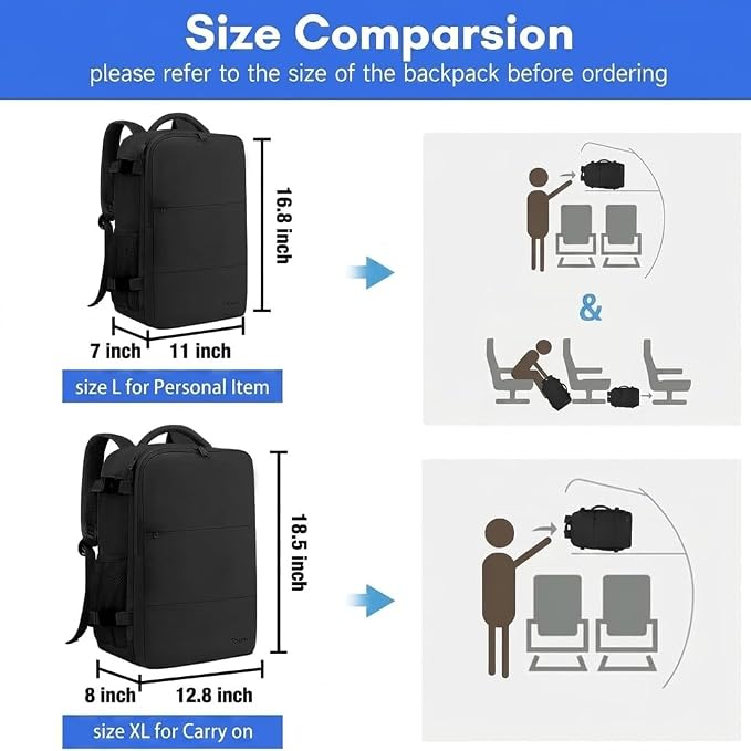 Taygeer Travel Backpack for Men Women, Carry On Backpack with Shoe Pouch | TSA 17.3inch Laptop Mochila Flight Approved, Nurse Bag Casual Daypack for Weekender Business Hiking,Black - Image 6