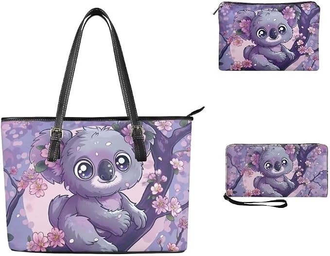 Women Purse Handbags Wallet Sets Leather Shoulder Tote Bag for Women,Top Handle Purse with Wrist Wallet Bag - Image 3