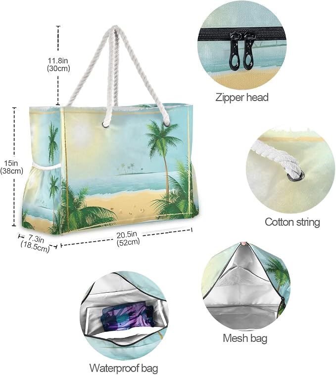 senya Large Beach Shoulder Bags Canvas Tote Water Resistant for Gym Travel Daily - Image 6