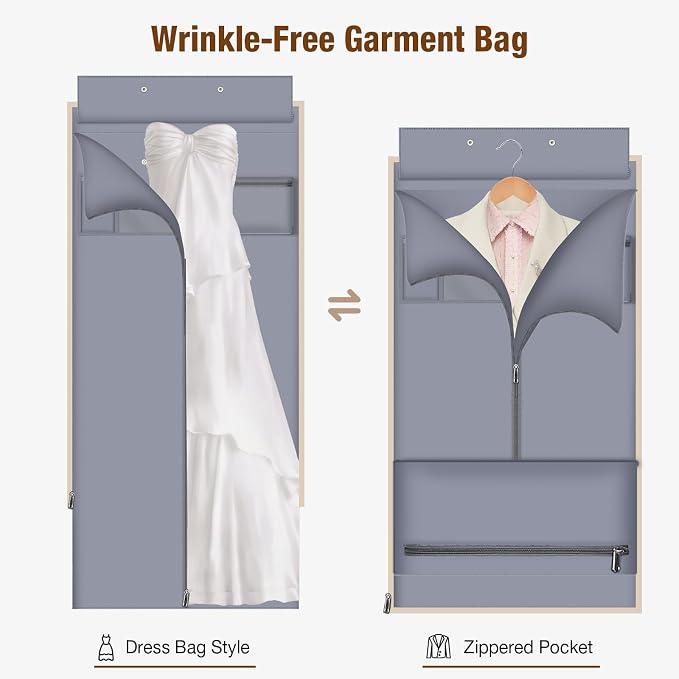 Garment Bags with 6 Set Packing Cubes, Garment Convertible Weekender Bag for Women, Large Carry On Garment Bags for Travel, Duffle Bag Garment Bag Gifts Black Color - Image 4