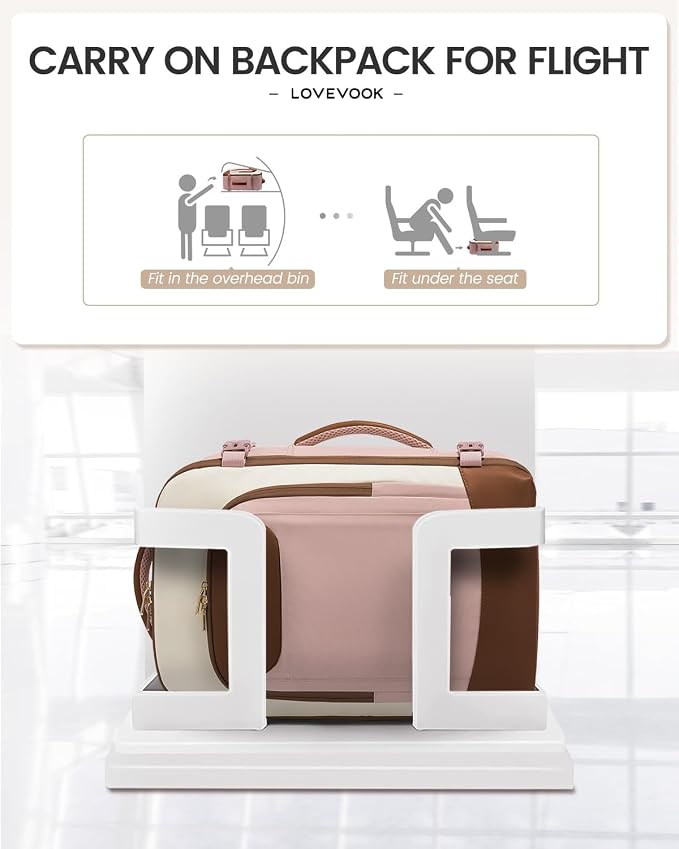LOVEVOOK 40L Travel Backpack for Women Men, Large Carry on Backpack for Airplanes TSA Personal Item Travel Bag fits 15.6" Laptop, Waterproof Weekender Essentials Airline Approved with 2 Packing Cubes - Image 3