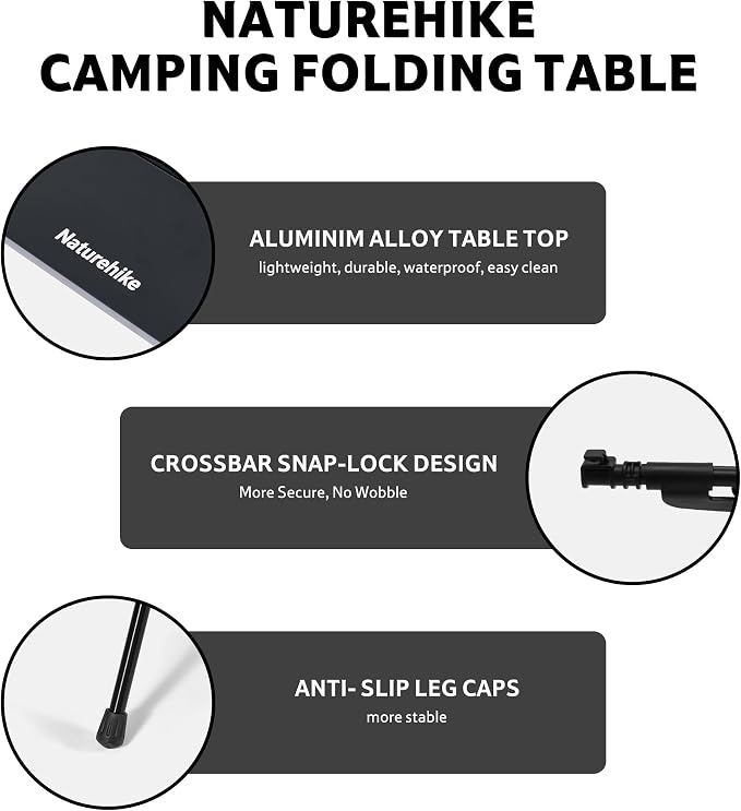 Naturehike YL01 Portable Camping Table, Lightweight Folding Backpacking Table for Hiking, Tailgating, Picnics, Beach, Travel - Image 8