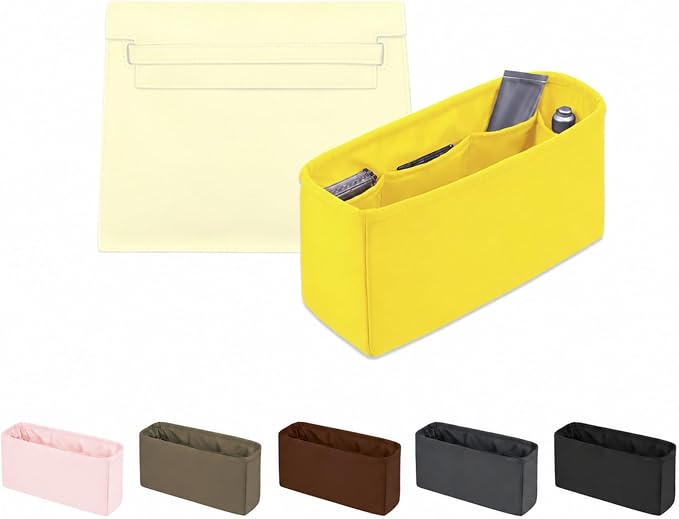 Women's Purse Organizer Insert - Satin & Lightweight Fabric with Inside Pockets, Portable for Commute, Travel, Shopping, and Evening, Multicolor Options, Fits for Kelly Danse(Lime,Danse 22) by KINGSINBAG