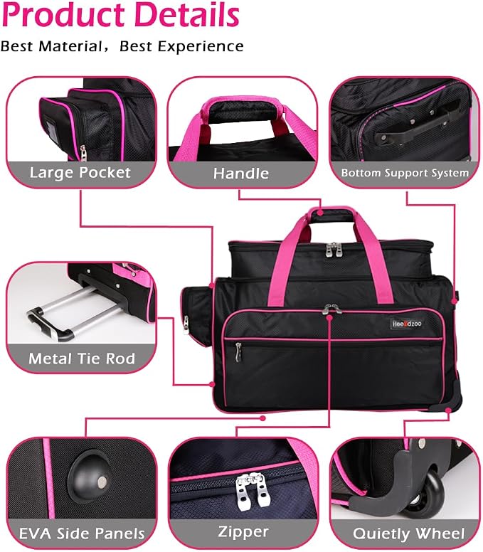 Dance Bag with Garment Rack,23inch Dance Competition Garment Bags with Clothes Rack,Suitcase,Rolling Duffle for Travel, Wheeled Drop-Bottom Upright Luggage Closet Suitcase(Expand-Purple - Image 4