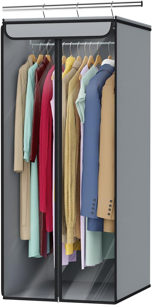 Univivi Garment Bags for Hanging Clothes, Large Clothes Storage Bags Closet Organizer with Clear Window, Premium Hanging Garment Storage Bag for Suits, Coats, Dresses, 40"(Grey) by Univivi