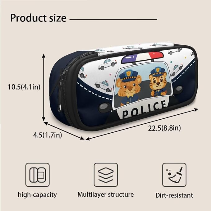 Police Car Kids Backpack Boys 3 Piece School Bag Set for Girls 4-6 with Lunch Kit and Pencil Pouch Backpack for 1 Grade Toddler Bookbag - Image 7