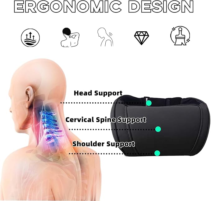 TOPABYTE Car Neck Pillow for Driving Memory Foam Softness Black, 1 Pack | Ergonomic Design Neck Shoulder Support for Pain Relief Seat Headrest Pillow Cushion for SUV Truck Universal Fit Comfortable - Image 4